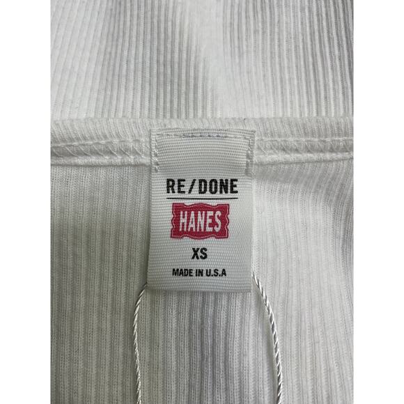 Re/Done 60'S Slim Optic White Cotton Henley Long Sleeve Top Size XS - Picture 4 of 5